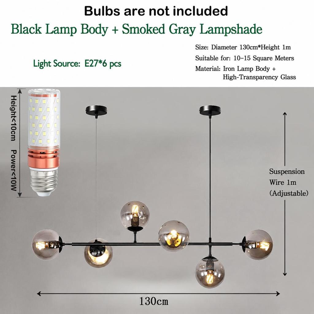 Modern Glass Ball Ceiling Chandelier for Table Dining Living Room Kitchen Island Pendant Lamp Home Decor Indoor Lighting Fixture