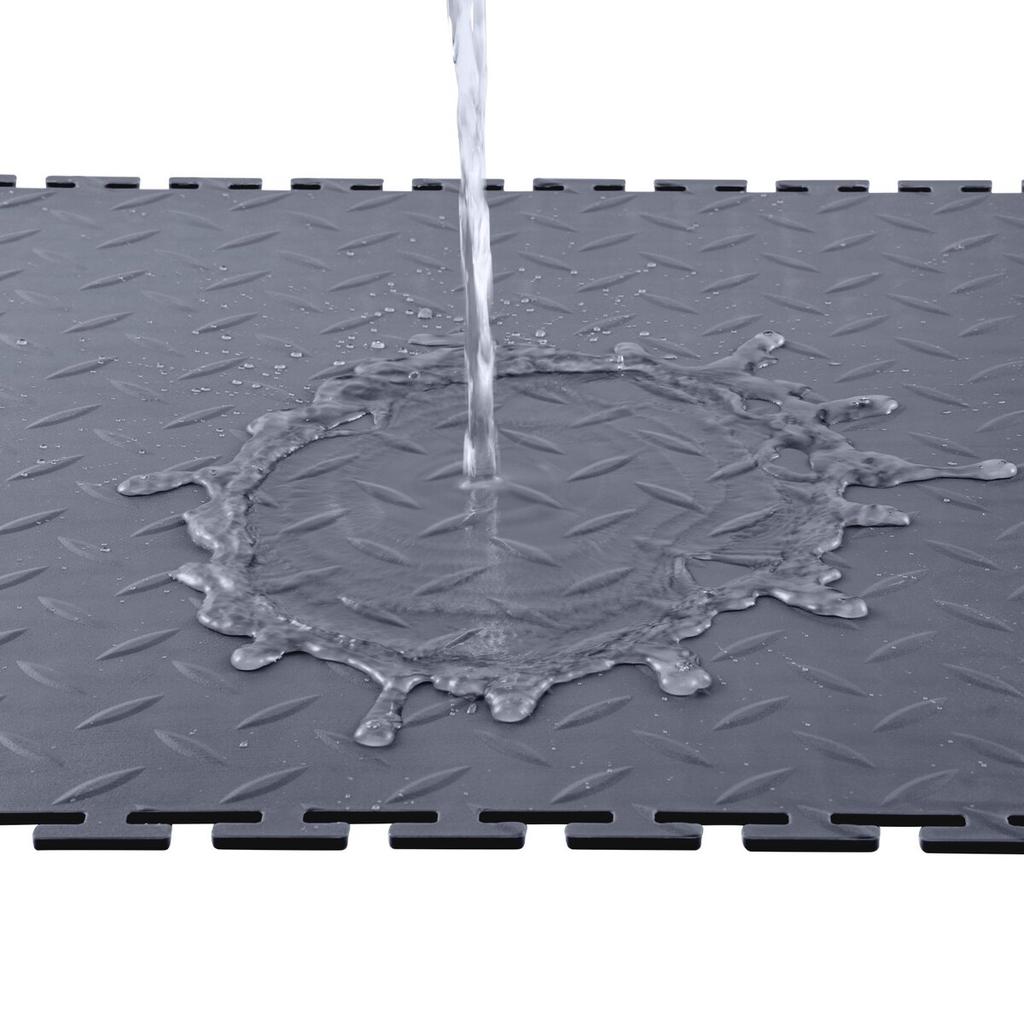 Garage Floor Tiles Interlocking, 8 Pack 513 x 513 x 5 mm Interlocking Modular Garage Flooring Tiles, Diamond Plate Slip-Resistant PVC Mats for