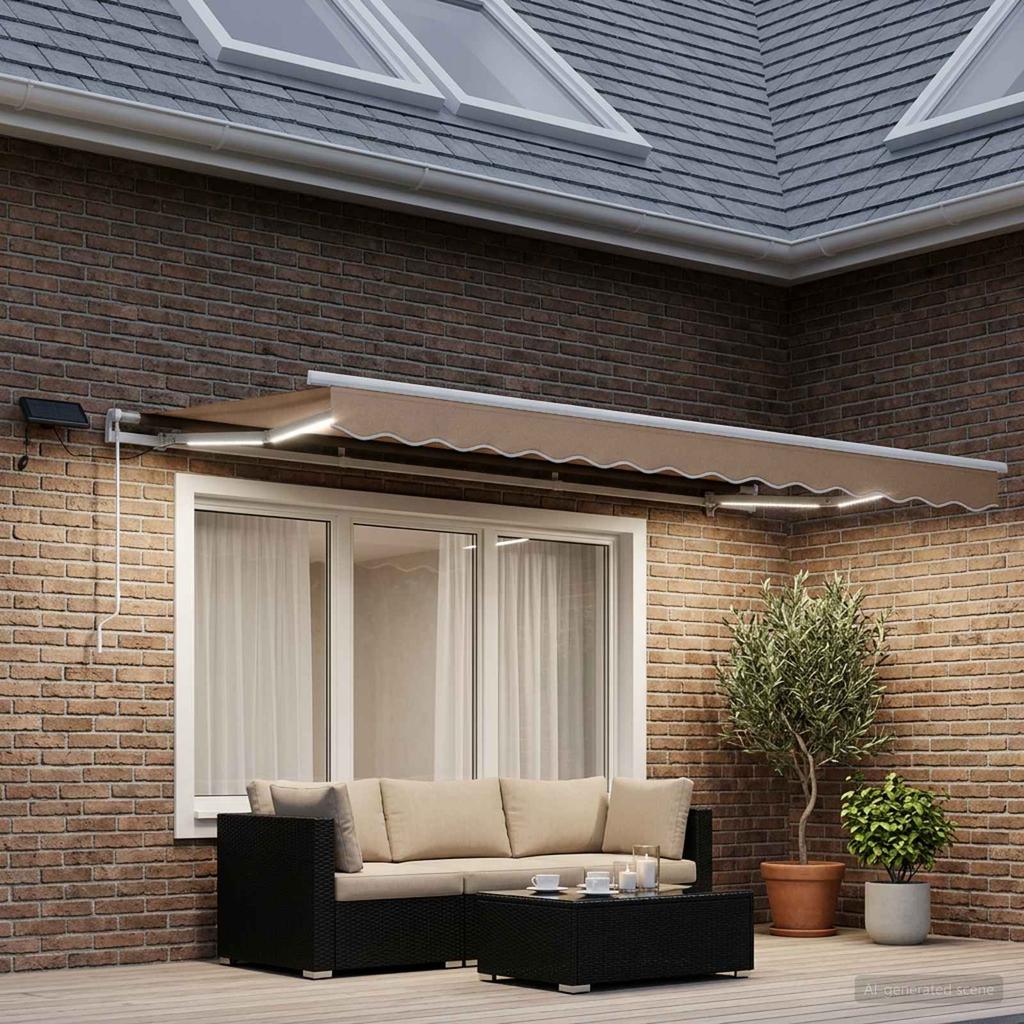 Retractable Awning Taupe 300 X 250 Cm Fabric and Aluminum