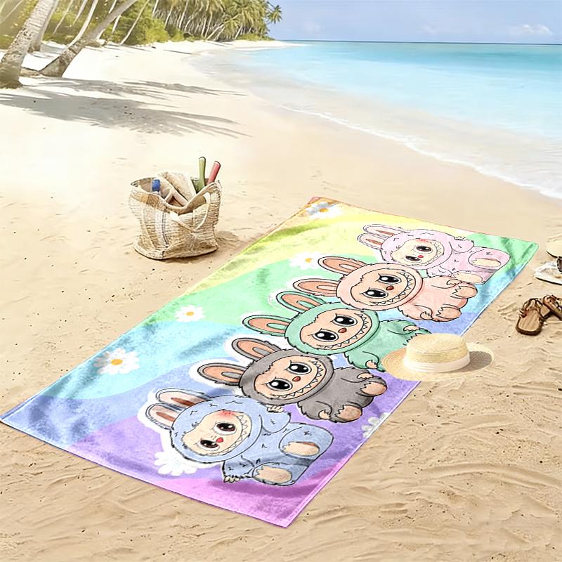 1pc LABUBU Beach Towel, Outdoor Beach Towel Ideal Beach Necessities and Vacation Items