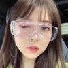Large frame transparent goggles Personalized Internet celebrity glasses frame, Songkran goggles riding concave flat glasses