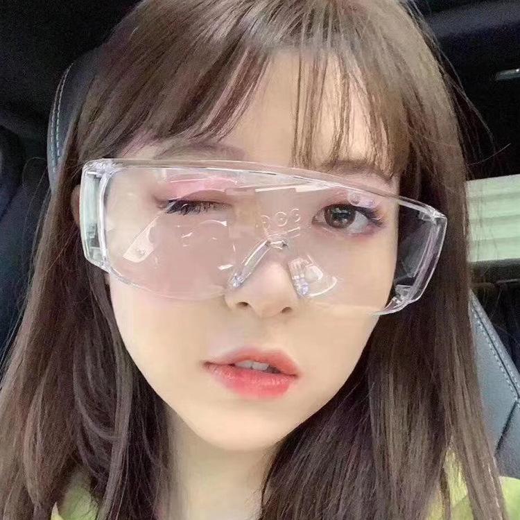 Large frame transparent goggles Personalized Internet celebrity glasses frame, Songkran goggles riding concave flat glasses