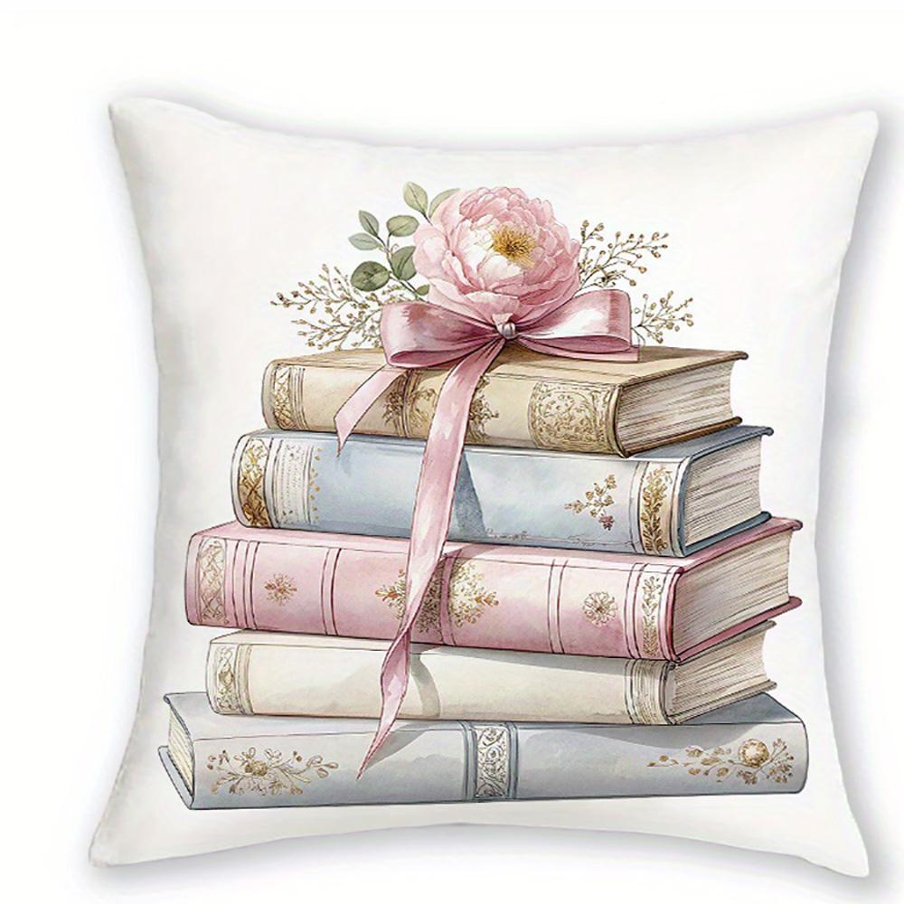 1/4pcs Floral Book Stack Pillow Covers Sofa cushion cover home bedroom room decoration