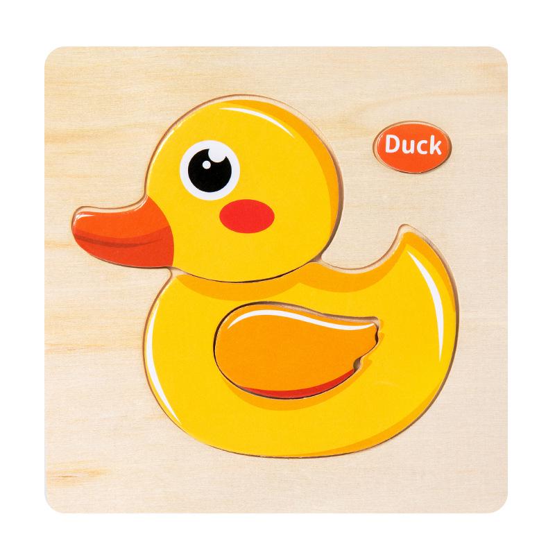 Children's 3D Wooden Animal & Transportation Shape Puzzle for Early Education