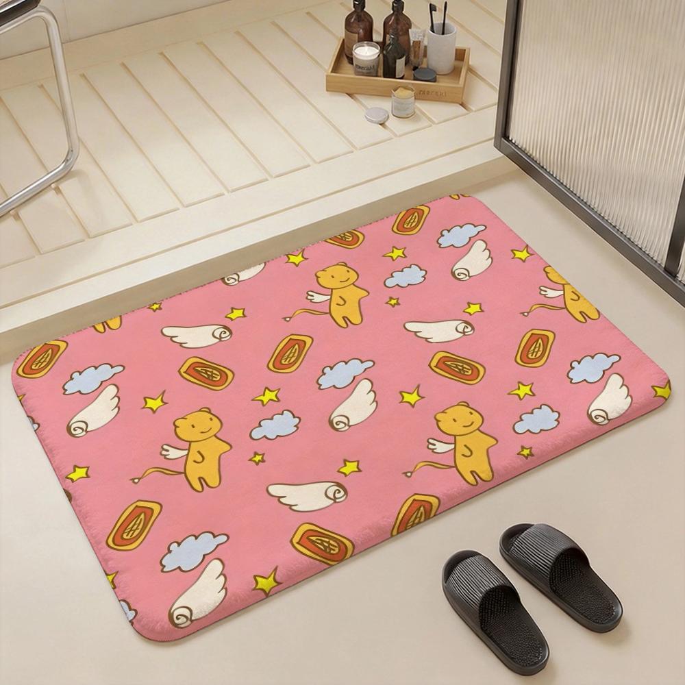 C Cardcaptor S Sakura Cartoon Floor Mat Eco Flannel Doormat Non Slip Odorless Indoor Floor Rug Soft Short Plush Home Mat