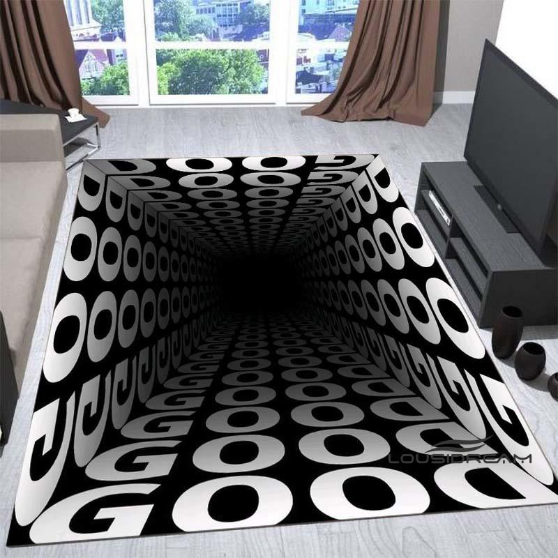 New3D Vortex Illusion Rug for Living Room, Home Decor, Sofa Table Large Area Rugs, Bedside Foot Mat Bedroom, Non-Slip Doormat