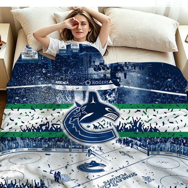 VANCOUVER CANUCKS Print Flannel Blanket High Quality Warm Comfortable Cover for All Seasons Perfect for Gifts Home Decor