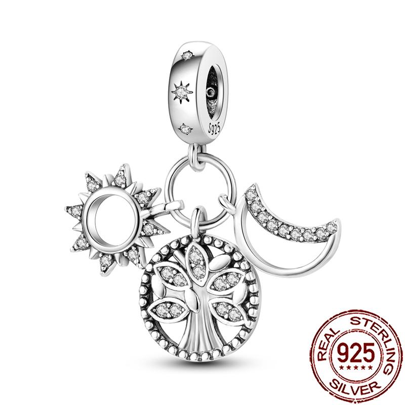 Charms Copper Moon Star Night Sky Galaxy Celestial Dangle Beads Fit Snake Chain Bracelet Necklace Women Diy Jewelry