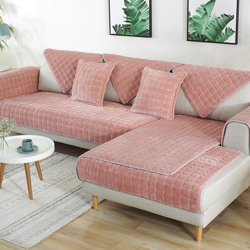 Thick Fleece Sofa Towel Korean Style Four Seasons Plush Non-Slip Sofa Cushion Covers Semi-Finished Products