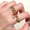 Ancient Gold Chiseled Motto Blessing Bead Citrine Bracelet, New Chinese Style, Gold String Line Car Flower Lace Zircon Bracelet