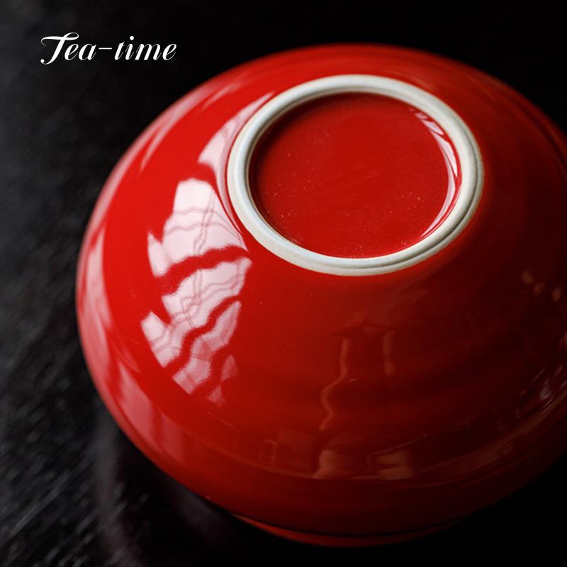 Hand Painted Ceramic Jianshui Forbidden City Red Tea Washing Bowl Chinese Big Pretty Bowl Tea Ceremony Vintage Porcelain Home