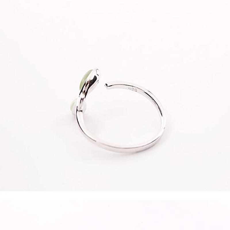 Xiaomi Hot Sale Korean Green Opal Leaf Leaves 925 Sterling Silver Open Rings for Women Girls Ladys Fashion Jewelry Gift YRI135
