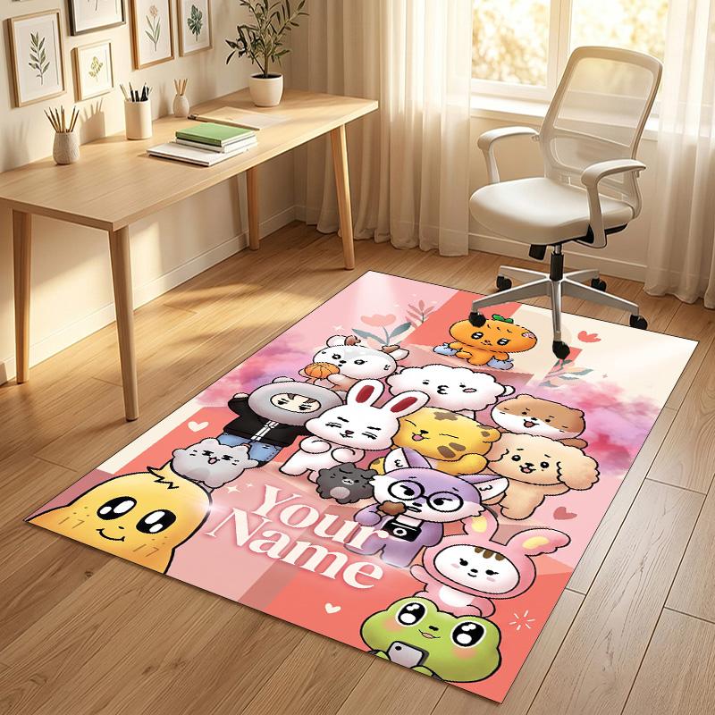 Personalized Crystal Velvet Carpet,SEVENTEEN Custom Printed Name, Plush Area Rug For Home Indoor Decor
