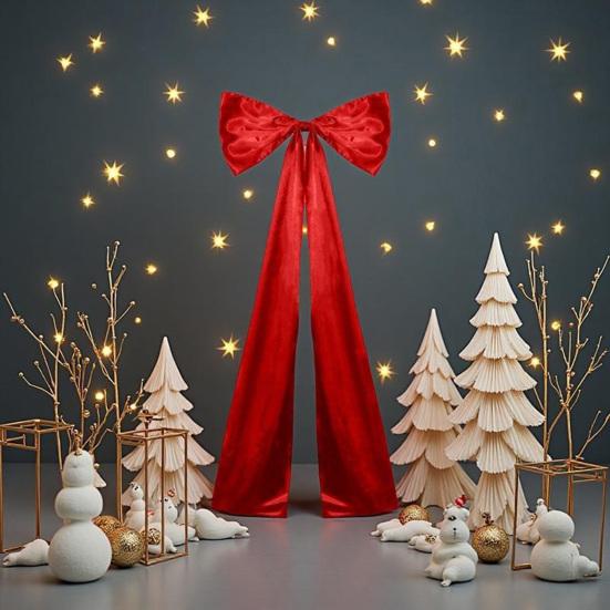 Christmas Tree Topper Bow Large Tree Topper Satin Bow Decoration for Home Wedding Birthday Party Holiday Decor