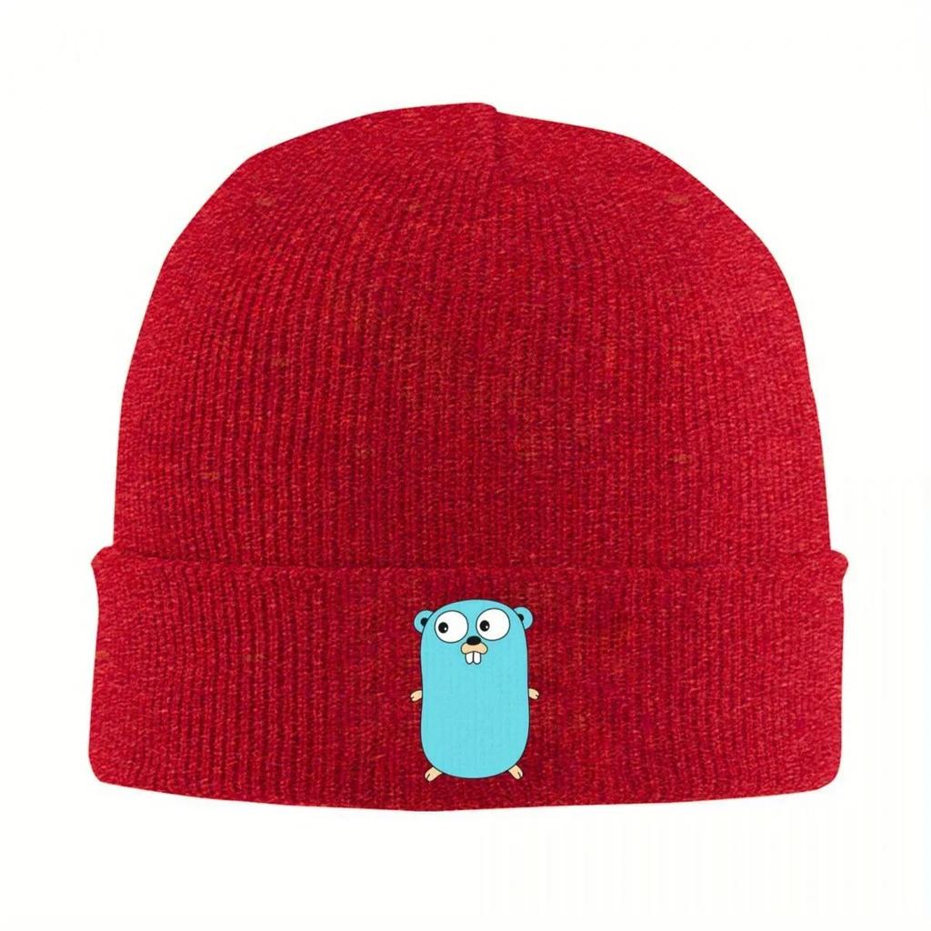 New Go Golang Gopher Warm Knitted Cap Fashion Bonnet Hat Autumn Winter Outdoor Beanies Hats For Unisex Women Adult