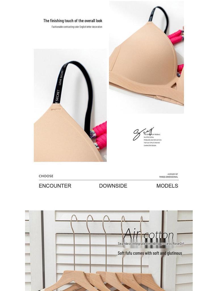 Seamless Push-Up Wire-Free Bra for Small Busts: Side Support, Anti-Sag, Sexy Thin Straps, Comfortable Fit