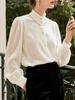 Women's Velvet Stand-Up Collar Shirt - 2025 Autumn/Winter Collection, High-End Long-Sleeved Top.
