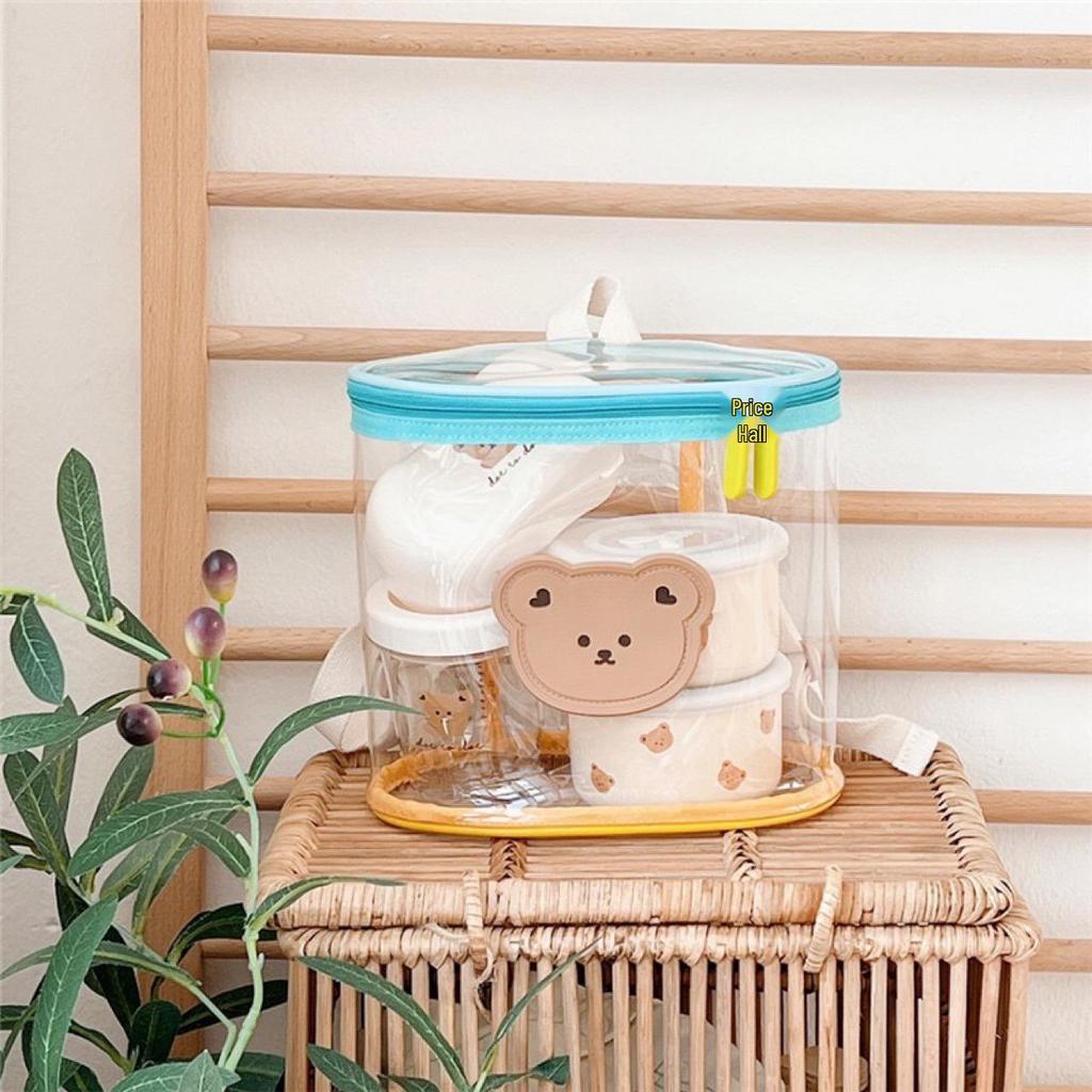 Korean Style Animal Color Block Transparent Backpack for Kindergarten and Beach