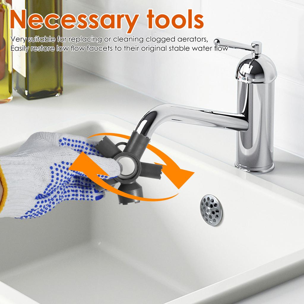 10 in 1 faucet aerator disassembly wrench durable with Gloves Universal Kitchen Sink Tap Aerator Removal Tool