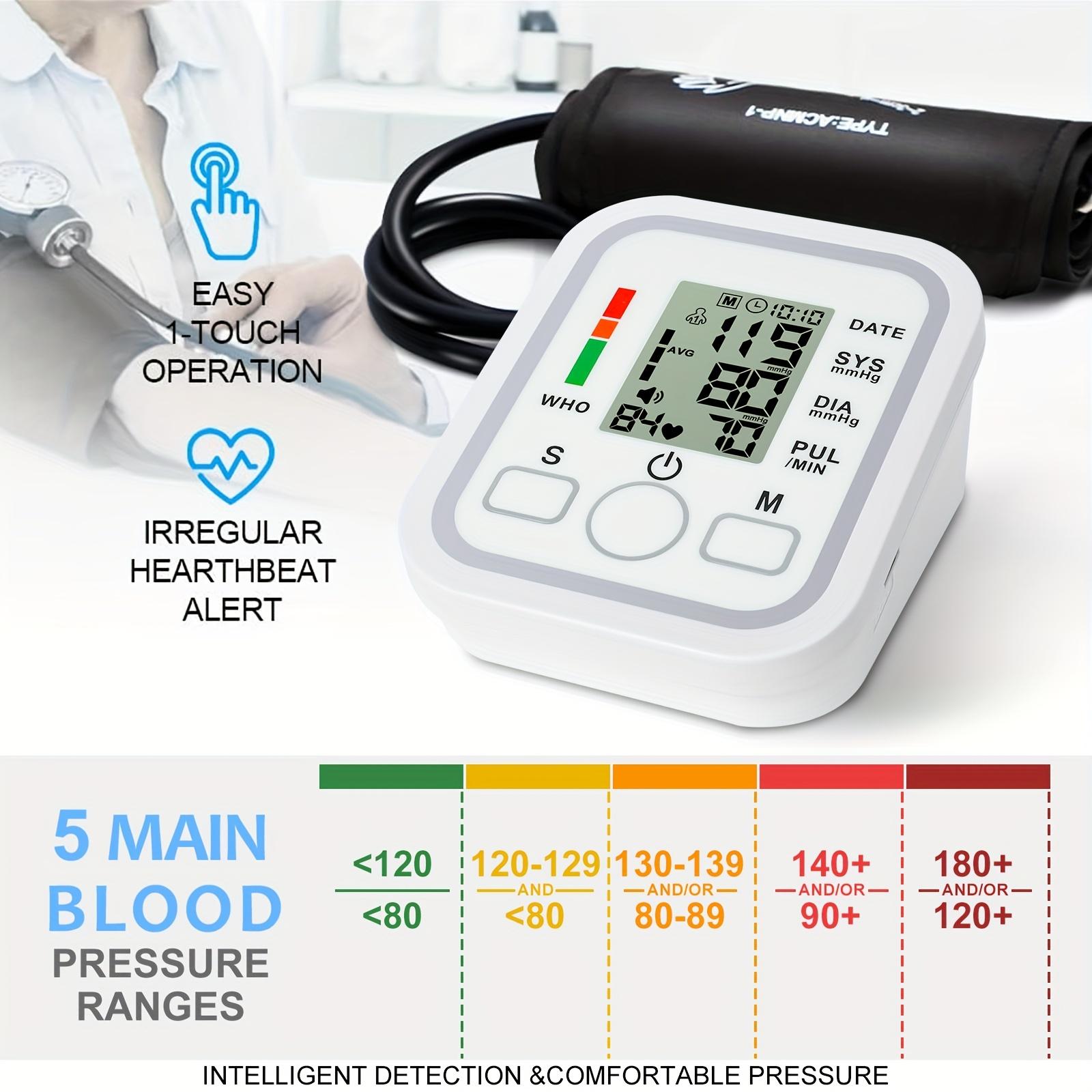 

All-in-One Portable Upper Arm Blood Pressure Monitor Large LCD Display One-Touch Operation Voice Reports Hypertension Alerts білий