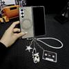 Magnetic Wrist Strap Cute Stars Wireless Charging PU Leather Phone Case for Samsung Galaxy Z Fold 6 5 4 3 Protective Cover