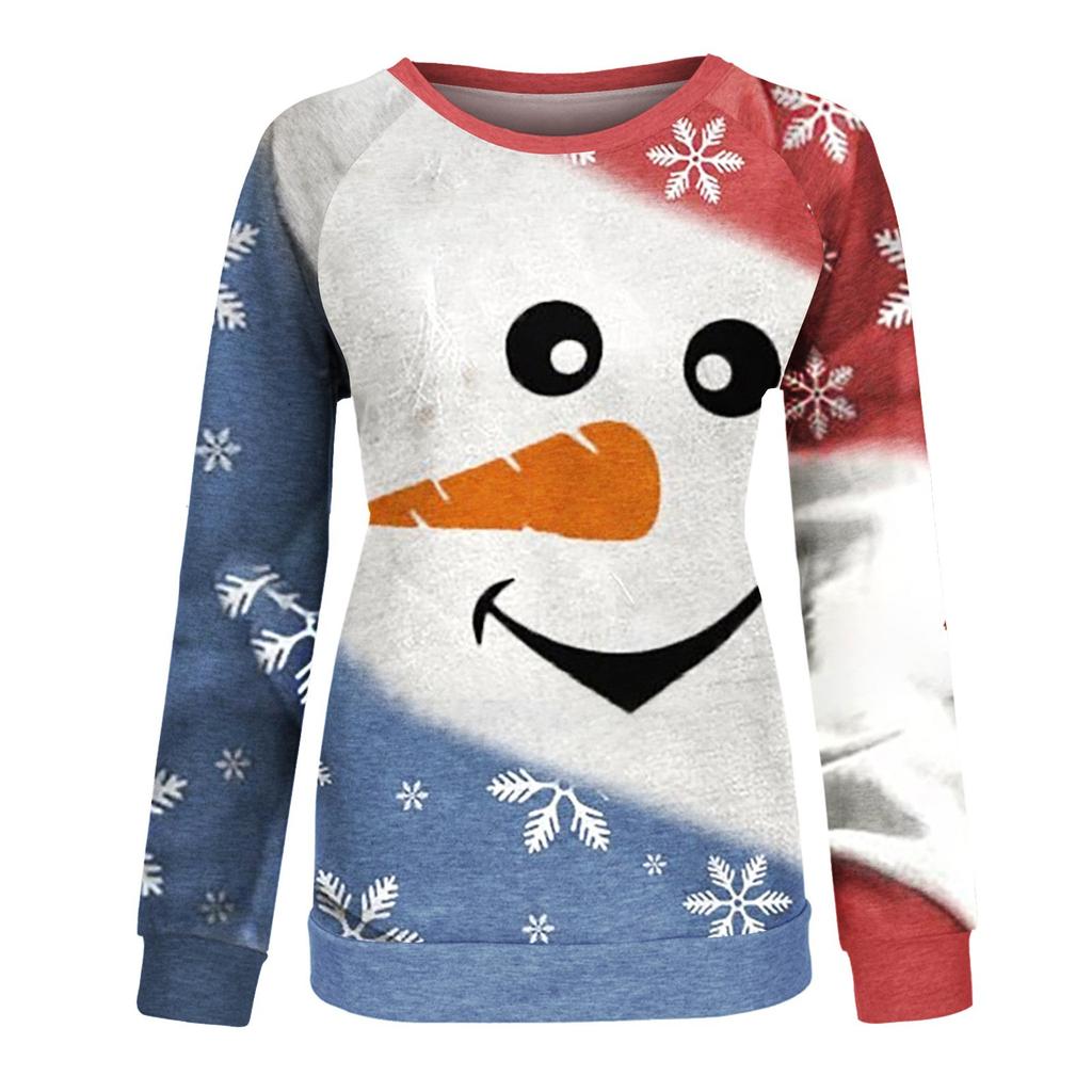 Women's Casual Fashion  Print Long Sleeve O-Neck Pullover Top