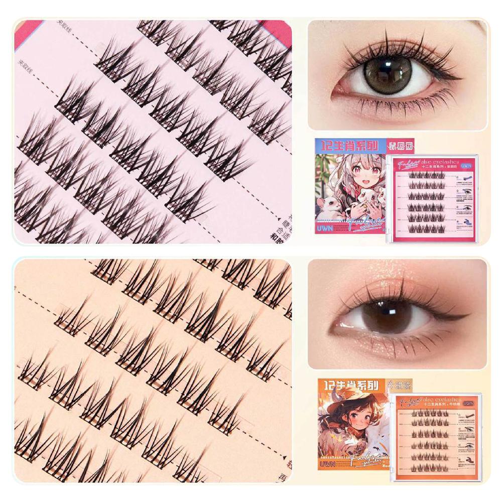 12 Zodiac Series Self Adhesive Cluster Lashes No Need Glue Individual Eyelash  Women's Beauty