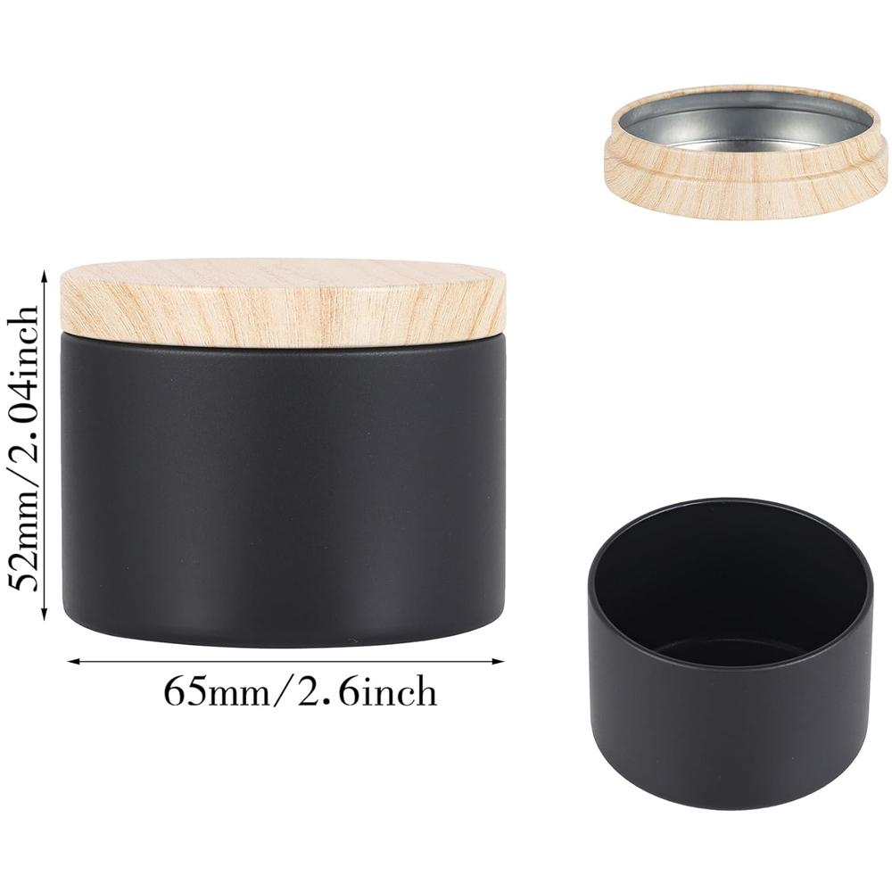 

4oz Candle Tins - Matte Black Bulk Empty Candle Jars with Wood Grain Lids, Candle Jars for Candle Making, Storage, and Gift 12Pcs
