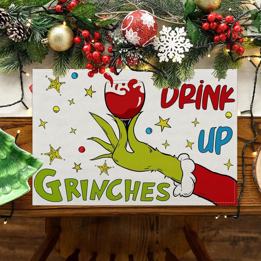 Christmas Linen Placemats Table Mats Kitchen Restaurant Insulation Mats