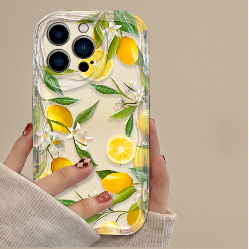 Summer Fruit Lemon Flower 3D Clear Case For iPhone 16 16E 15 14 13 12 11 Pro Max X XS X S Max XR SE 2020  7 8 Silicone Cover