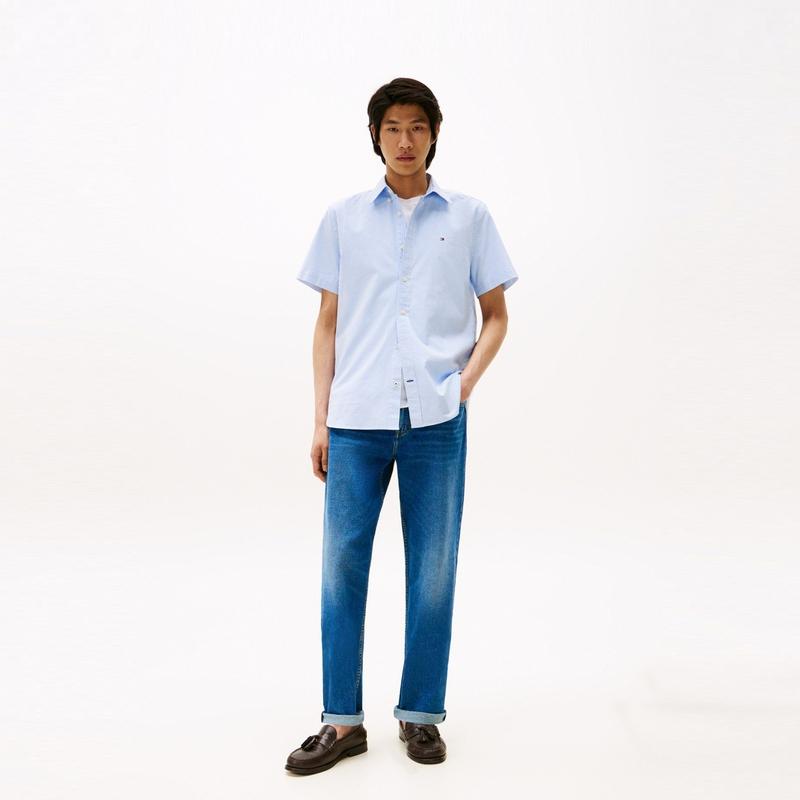 Tommy Hilfiger Shirt Men's Light Blue White Stripes 78J8438