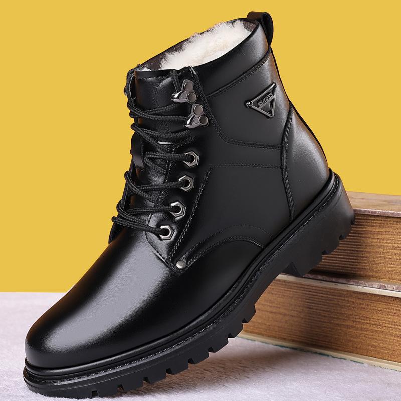 

Модные зимние ботинки на платформе из коровьей кожи для мужчин Новые дизайнерские теплые хлопковые ботинки на мягкой подошве для мужчин Модные повседневные ботильоны Мужские 38