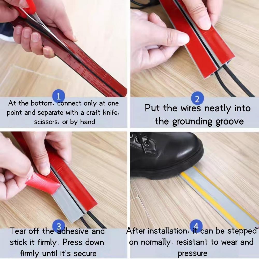 1Roll 1m/2m Wire Slot Wire Organizer Cable Cover Extension Wiring Duct Protector Cord Protector Floor Cord Cover Power Cable