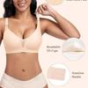 Plus Size Seamless Thin Wireless Deep V Push Up Back Closure Bra For Women