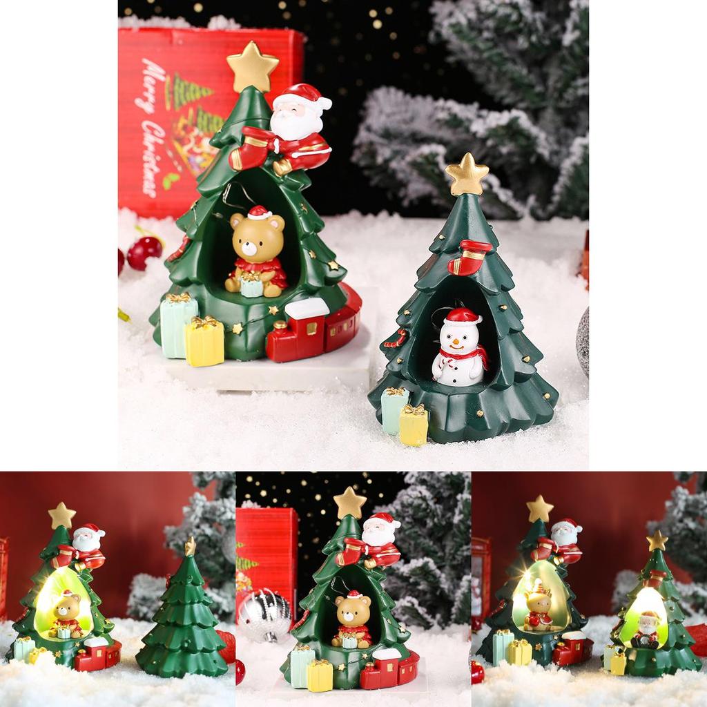 Christmas Star Night Light Cartoon Snowman Resin Figurine For Children Girls