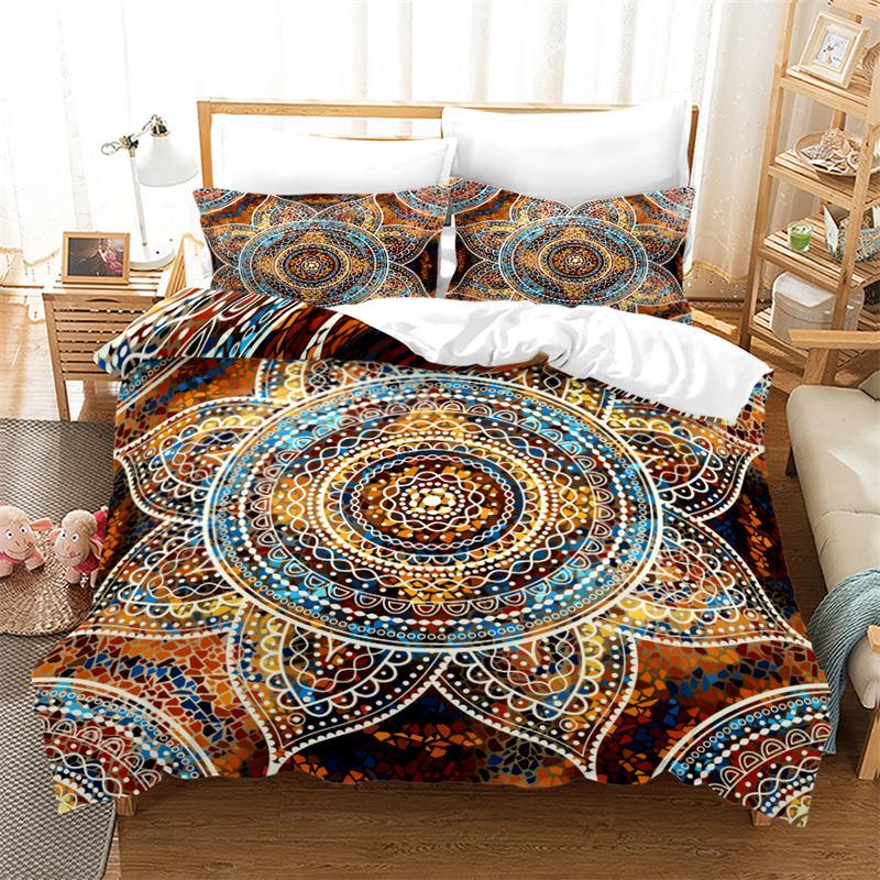 

Soft Mandala Bohemian Bedding Set Queen Size Floral Duvet Cover With Pillowcases For Kids Adults Decor EU single(135x200cm)