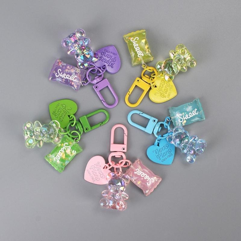 Colorful Heart Candy Keychain Ornament Stylish Keyring Accessory Unique Bag Decorations for Fashion forward Individuals