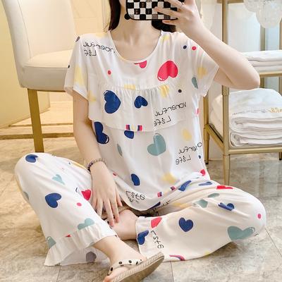Senhora. Yan Guiliang, Pijama de Algodão e Seda Anti-Bolhas, Calças de Manga Curta, Roupa de Lazer Solta e Fofa, Opaca e Pode Ser Usada Fora