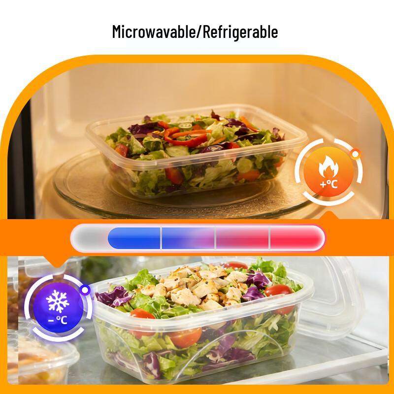 Jiwanggu 500ml Rectangular Transparent Disposable Food Containers, 300 Sets