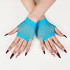 Fishnet Design Rhinestone Gloves Shiny Decor Short Gloves New Fingerless Gloves  Dance Performance