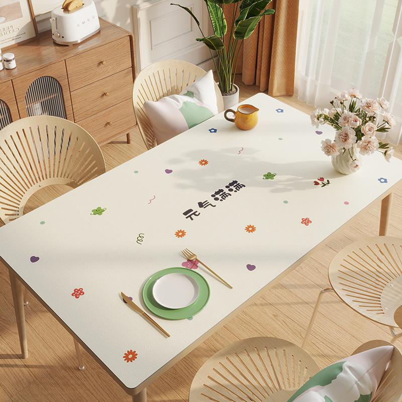Small Fresh Pvc Waterproof, Oil-Proof And Scalding-Proof Leave-In Table Mat Rectangular Leather Tablecloth Dining Table Coffee Table