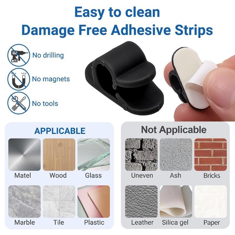 5/100 de bucăți Clipuri de cablu autoadezive Suport de suspendare pentru șir de lumină de perete Organizator de cabluri de sârmă pentru depozitarea mașinii de acasă, birou, clemă fixă