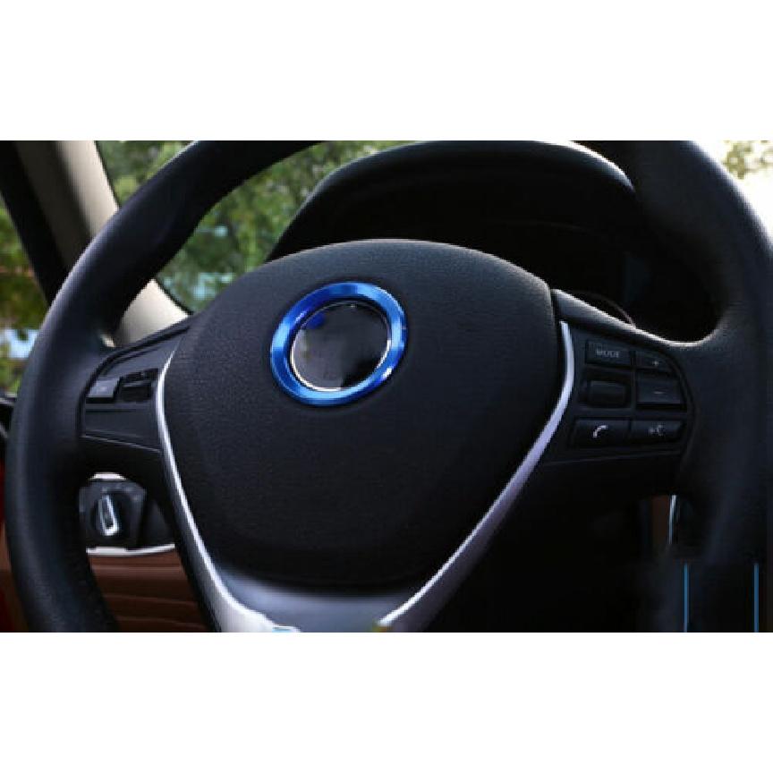 Steering Wheel Horn Blue Aluminum Fit For BMW 3 4 Series GT Trim Cover 13-
