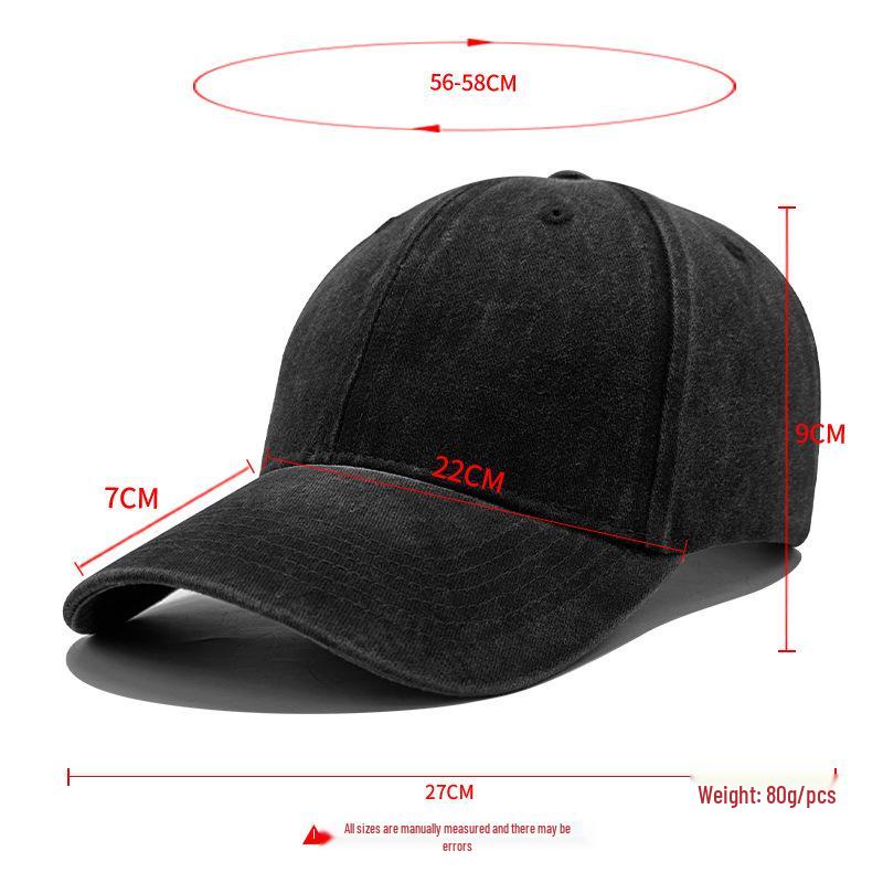Unisex Washed Cotton Denim Baseball Cap - Distressed Plain Solid Color, Soft Sunshade Hat