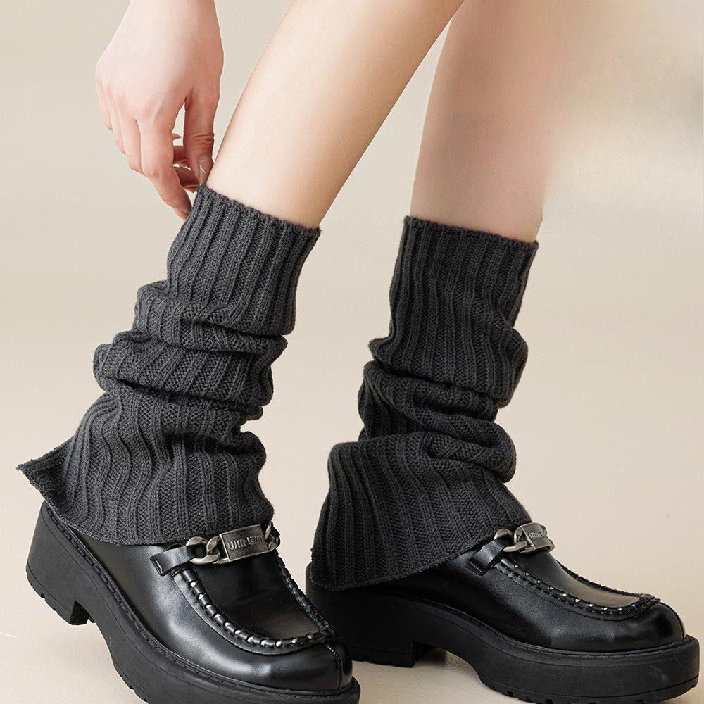 Thickened Vertical Bar Pile-up Socks for Autumn and Winter, Thickened Calf Socks, and Warm Leg Protection Socks
