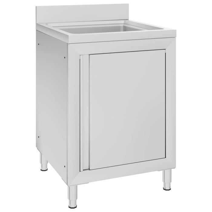 VidaXL Évier de cuisine commercial 60x60x96 cm Acier inoxydable