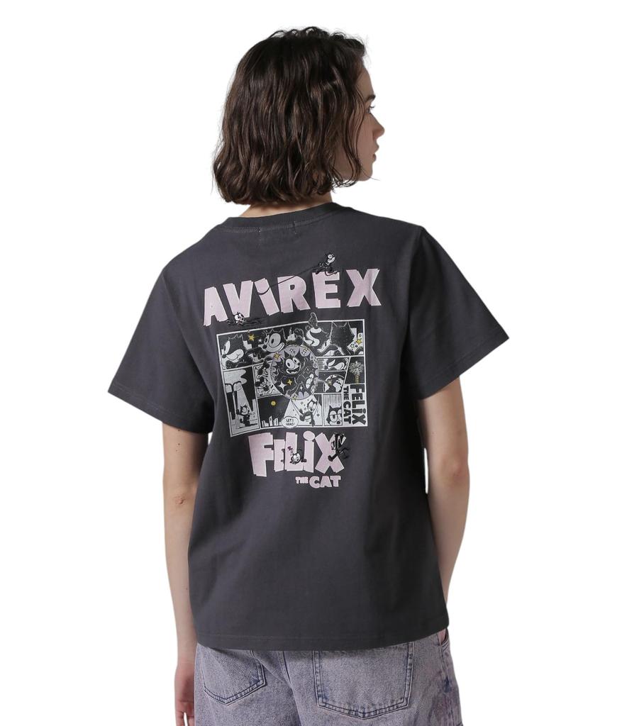 Avirex FELIX COMICS Size T-SHIRT, Women's, S, 010, Black, 783-5135610