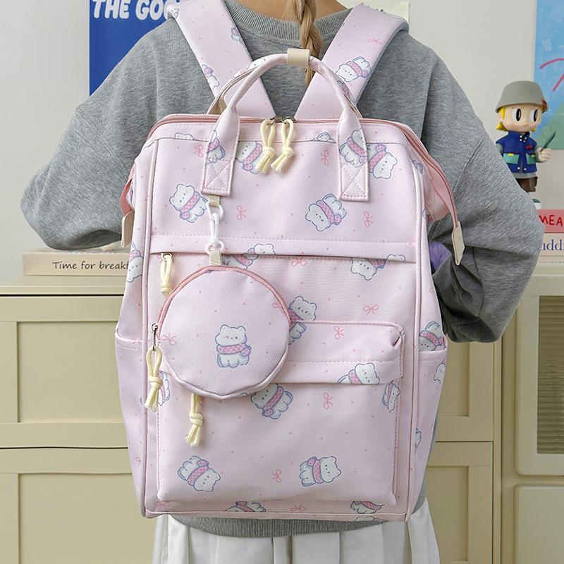 Schoolbag Printed Backpack Female Students Large Capacity High Value Niche School Bag Junior High School Student High School Student Leisure Going