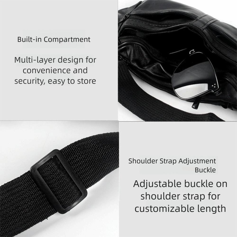 Large Capacity Men's Waist Bag Leather Multifunctional Casual Fanny Bag Multi-layers Quick Release Travel Chest Bag Camping