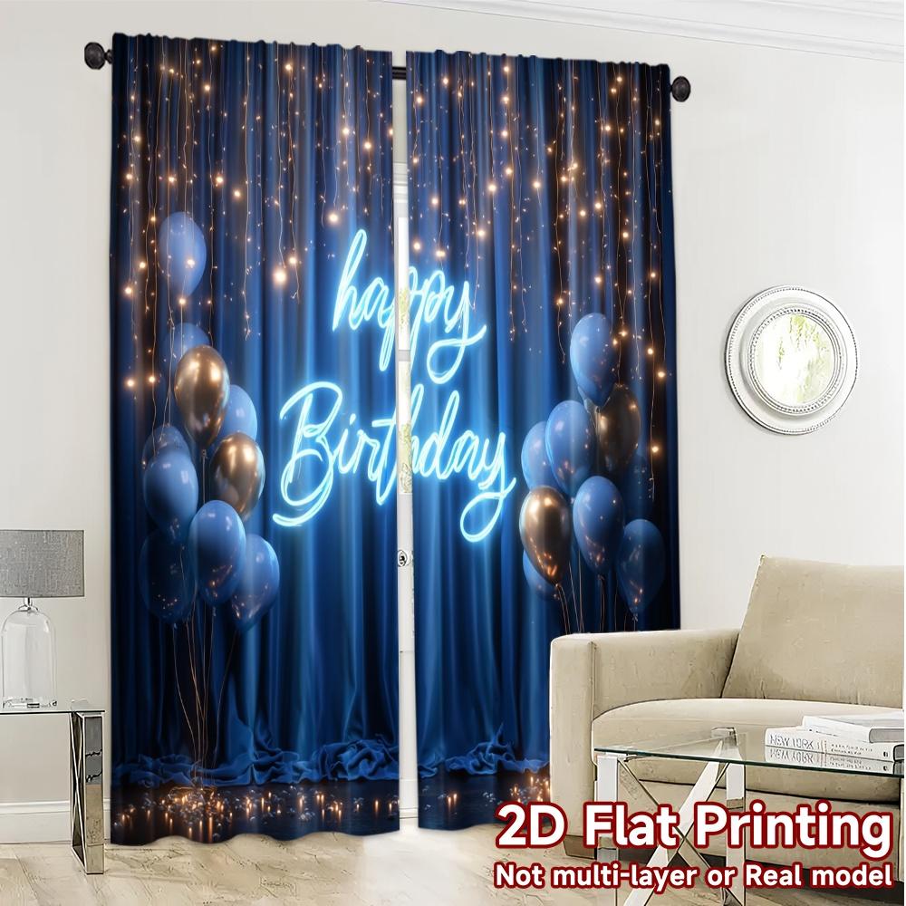 2pcs   2D FLAT PRINTING Curtains (Without Rod) Birthday Bliss Chic Chic Curtain Versatile Fabric Curtains Decorations Use for